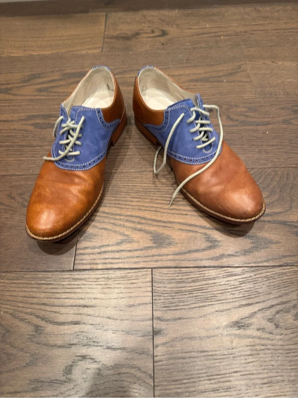 Cole Haan Brown Leather and Blue Suede Derby Oxfords size 9 men